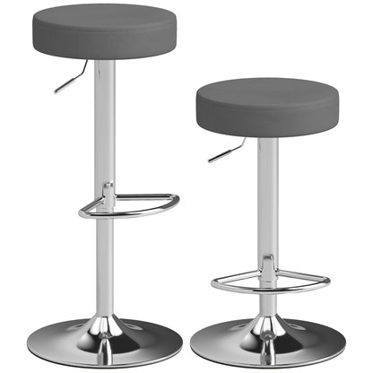 Bar Stools Set of 2, Height Adjustable Breakfast Bar Chairs, Grey
