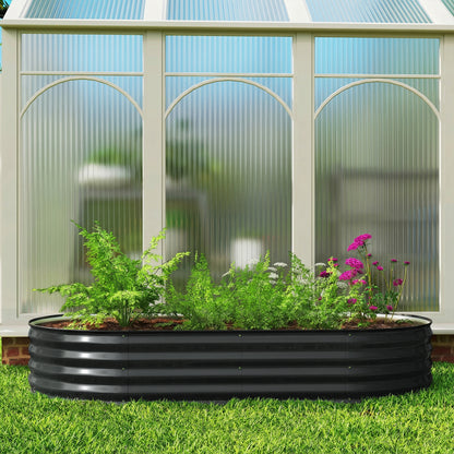Galvanised Raised Garden Bed Planter Box, Dark Grey