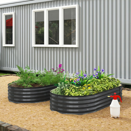 Galvanised Raised Garden Bed Planter Box, Dark Grey