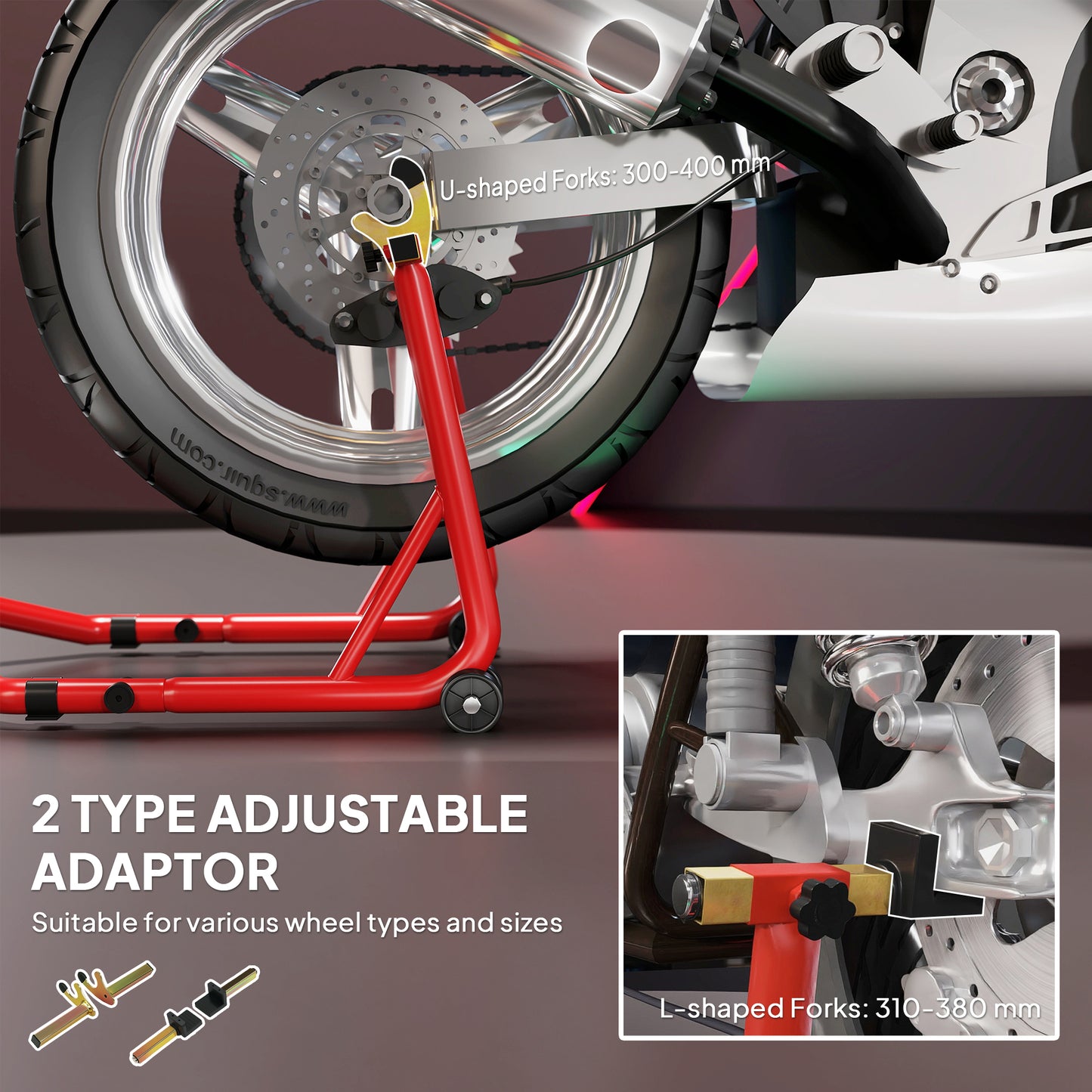 Motorcycle Rear Wheel Stand, 544kg Motorcycle Paddock Stand, Red
