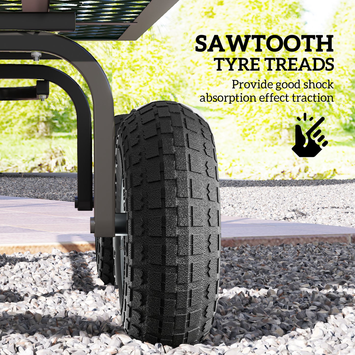 Set of Four 10" Pneumatic Wheels for Barn Carts, Garden Cart Black