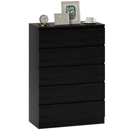 Chest of Drawers, 5 Drawer Dresser, Modern Storage Cabinet with 5 Drawers, for Bedroom, Living Room, Black