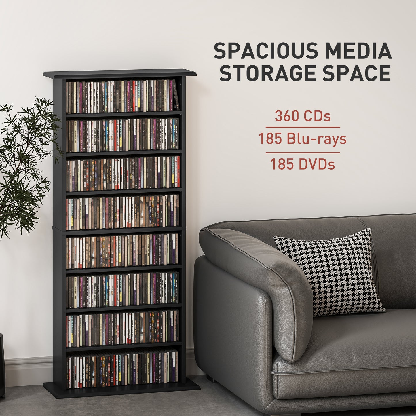 CD Storage Unit DVD Tower Blu-ray Storage Shelf for Living Room Black