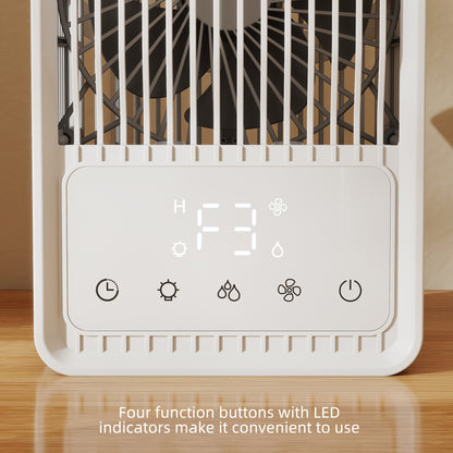 4-in-1 Mini Air Cooler with 7 Colour RGB Light, Cooling Fan, White