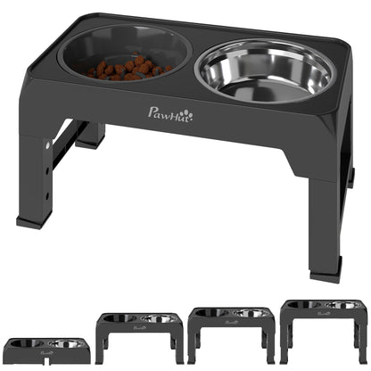 Raised Dog Bowl, Foldable Elevated Dog bowls, 4 Heights Adjustable
