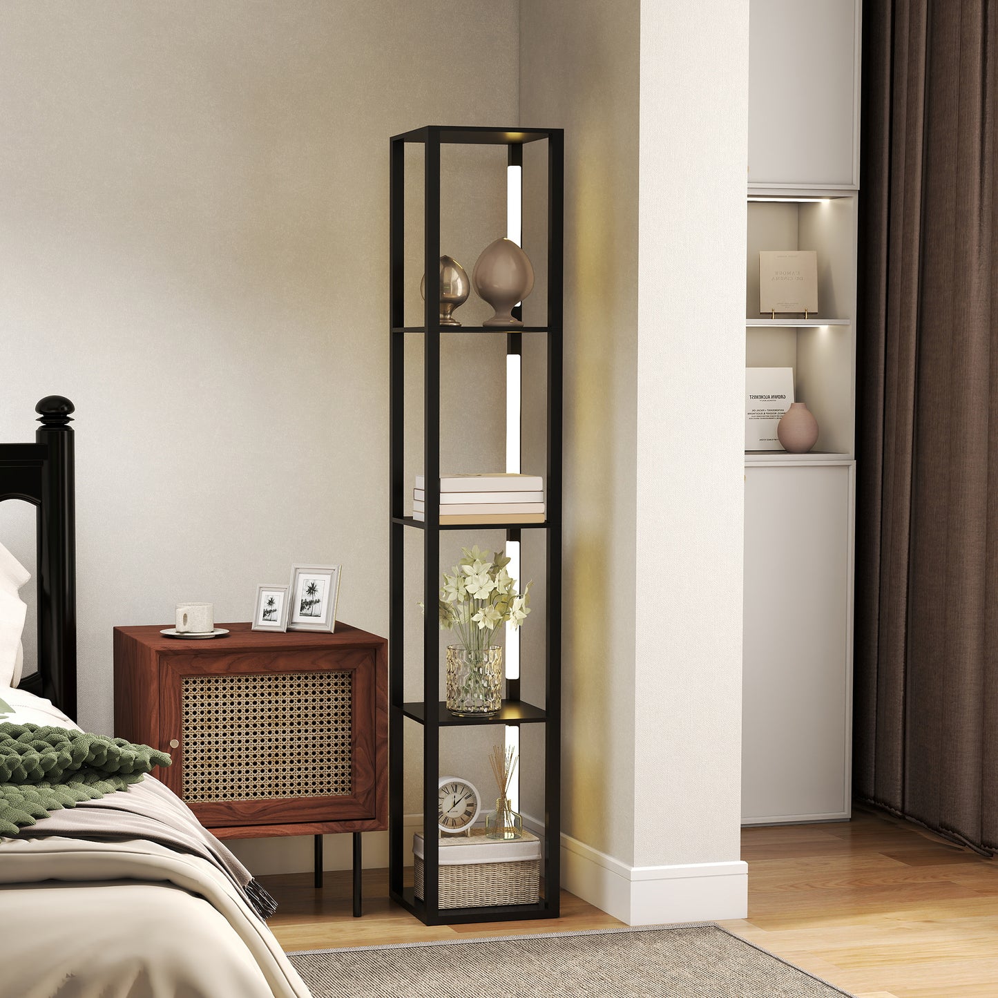 Floor Lamp for Living Room, Standing Lamp with Foot Switch, Black