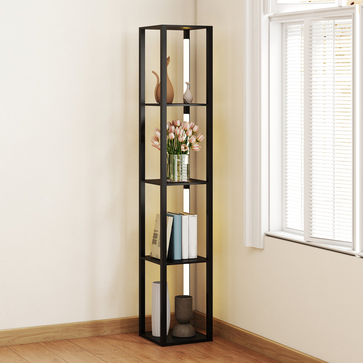 Floor Lamp for Living Room, Standing Lamp with Foot Switch, Black