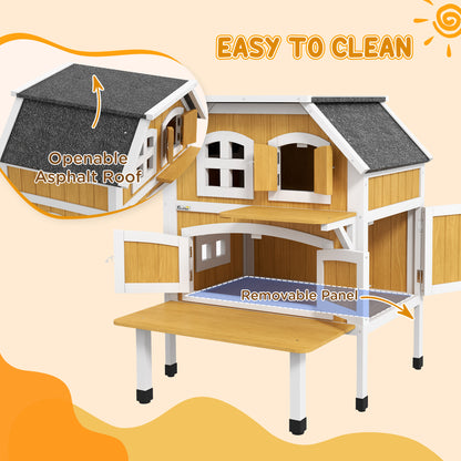 Outdoor Cat House Cat Shelter w/ Openable Asphalt Roof, Escape Doors