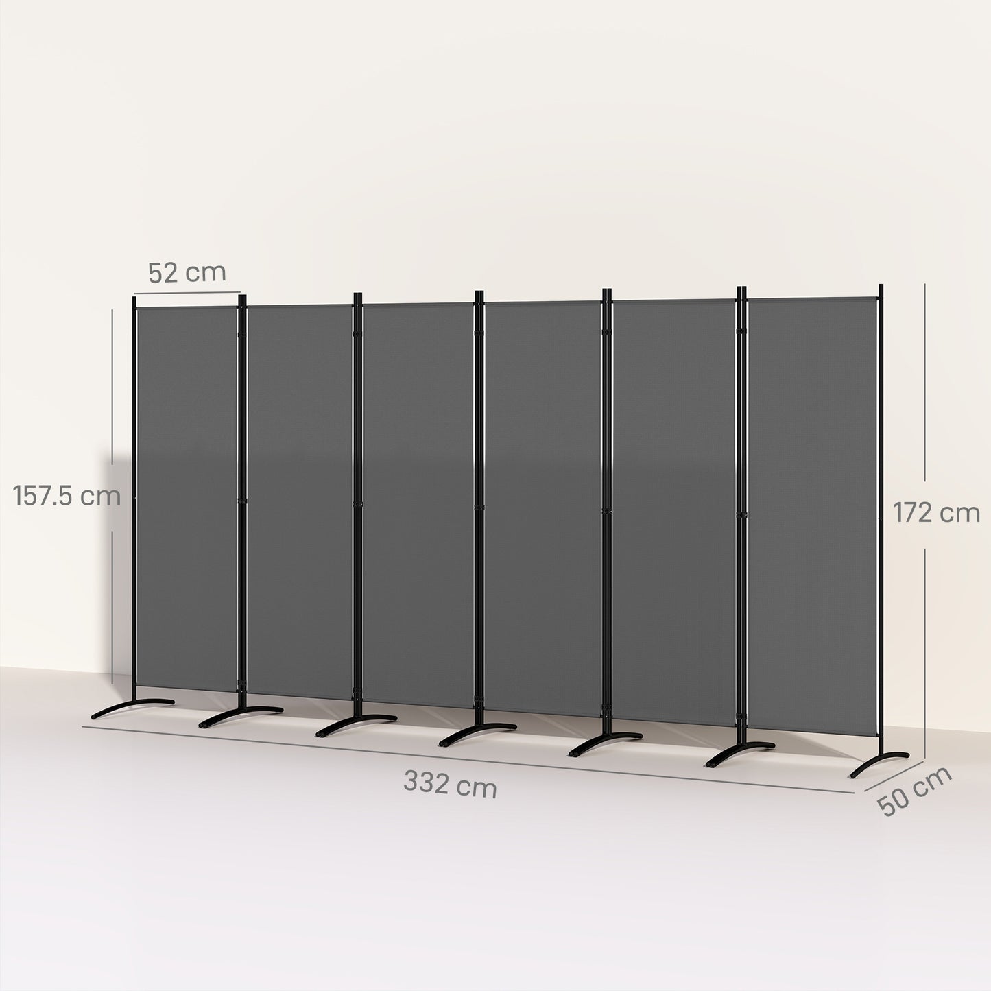 Garden Privacy Screen Foldable 6 Panel Room Divider, Dark Grey