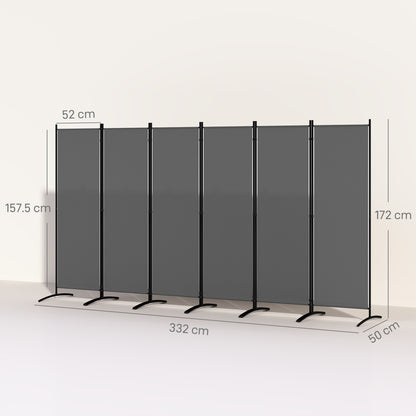 Garden Privacy Screen Foldable 6 Panel Room Divider, Dark Grey