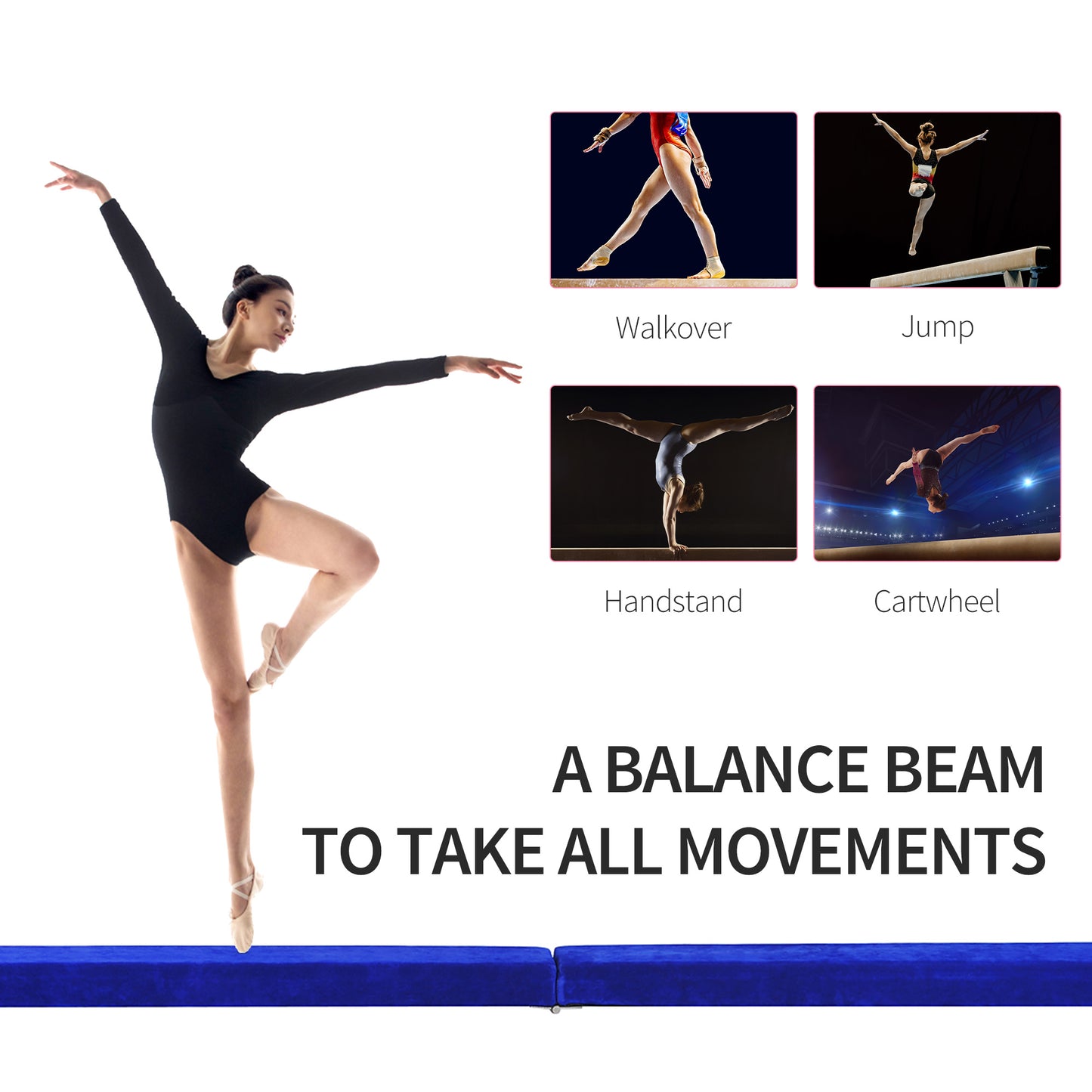 2.1m Balance Beam Trainer Fold Performance Gymnastics, Blue
