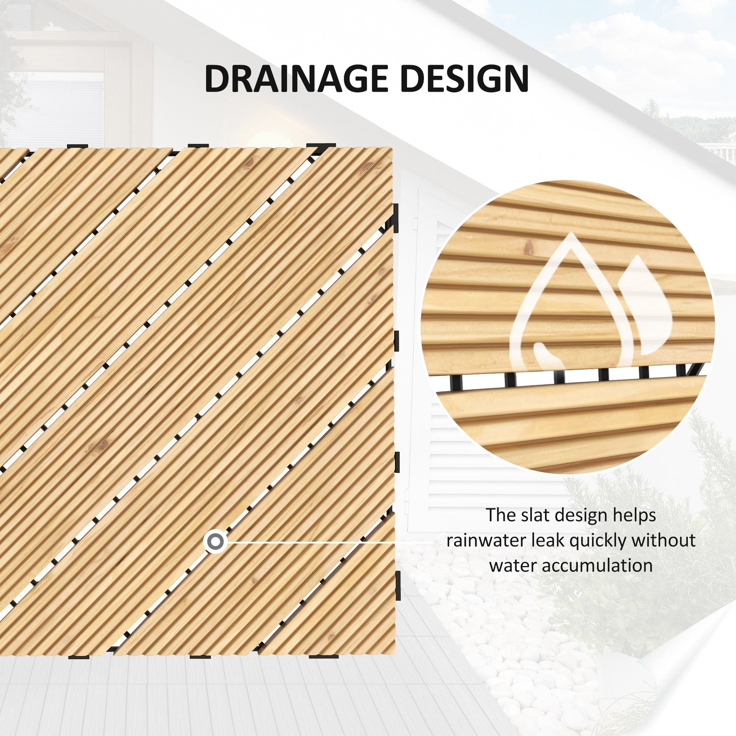 9 Pcs Interlocking Flooring Tiles for Patio, Balcony, Hot Tub, Yellow