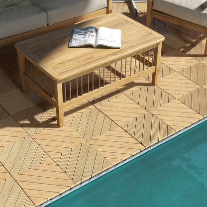 9 Pcs Interlocking Flooring Tiles for Patio, Balcony, Hot Tub, Yellow