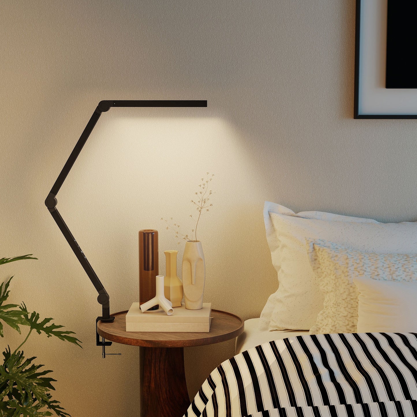 Desk Lamp with Adjustable Swing Arm, Dimmable LED Desk Light, Black