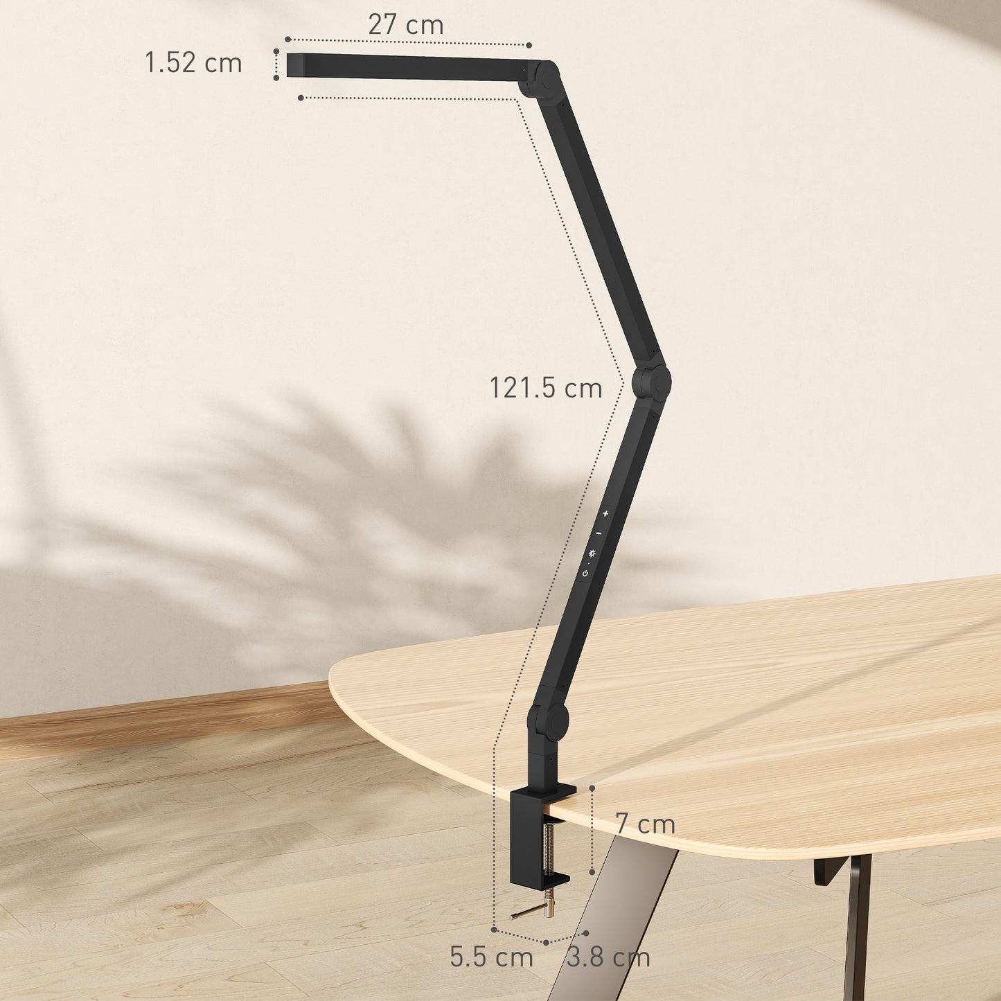 Desk Lamp with Adjustable Swing Arm, Dimmable LED Desk Light, Black