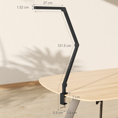 Desk Lamp with Adjustable Swing Arm, Dimmable LED Desk Light, Black