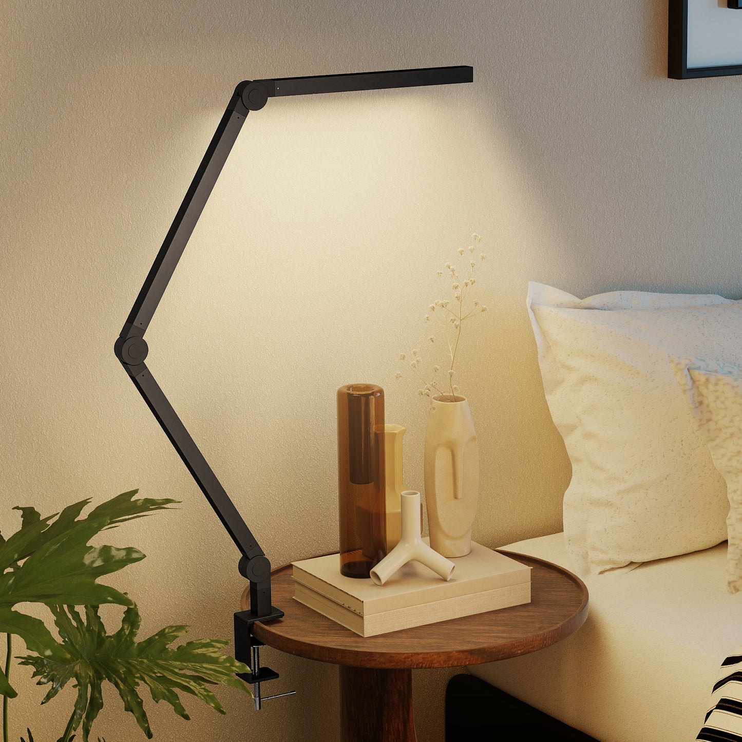 Desk Lamp with Adjustable Swing Arm, Dimmable LED Desk Light, Black