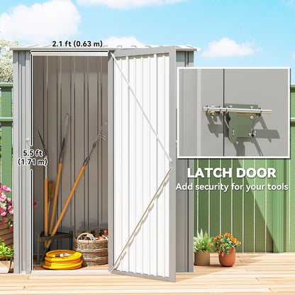 Outdoor Storage Shed Steel Garden Shed w/ Lockable Door Grey