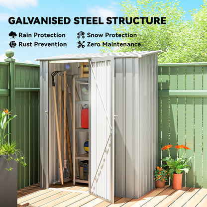 Outdoor Storage Shed Steel Garden Shed w/ Lockable Door Grey