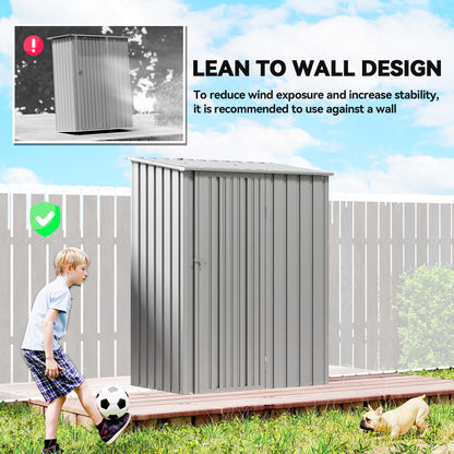 Outdoor Storage Shed Steel Garden Shed w/ Lockable Door Grey