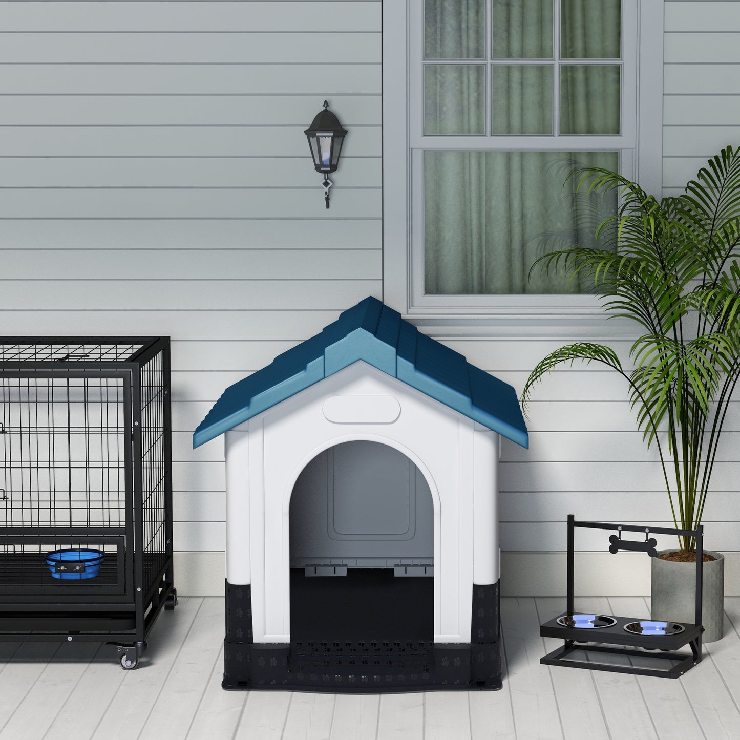 Dog Kennel for Outside, for M and L Dogs, 101 x 88 x 99cm, Blue
