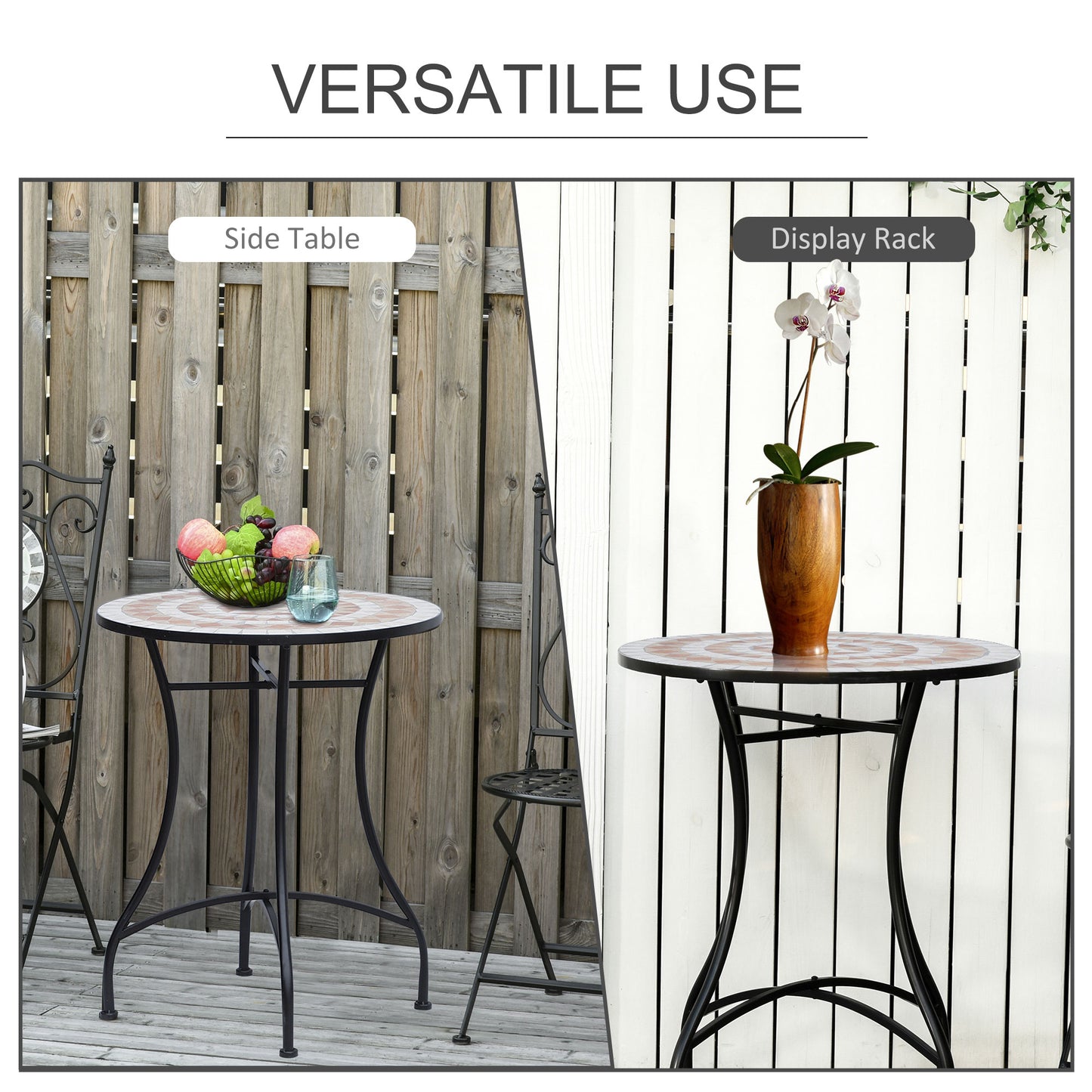 Mosaic Table Round Ceramic Bistro Garden Furniture Side Bar Table Patio