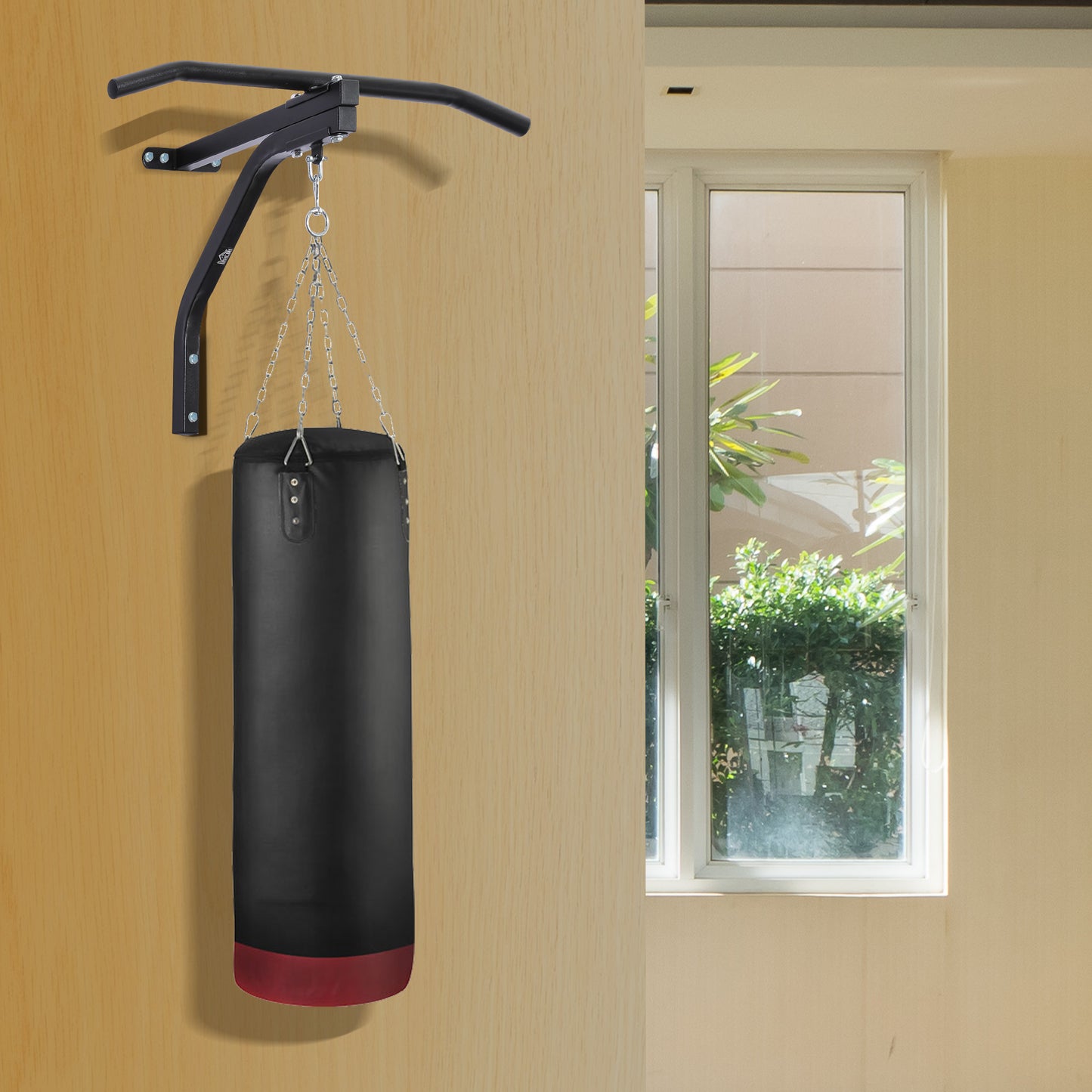Heavy Punch Bag Hanger Wall Mount Chain Swivel Bracket Bar Steel, Black