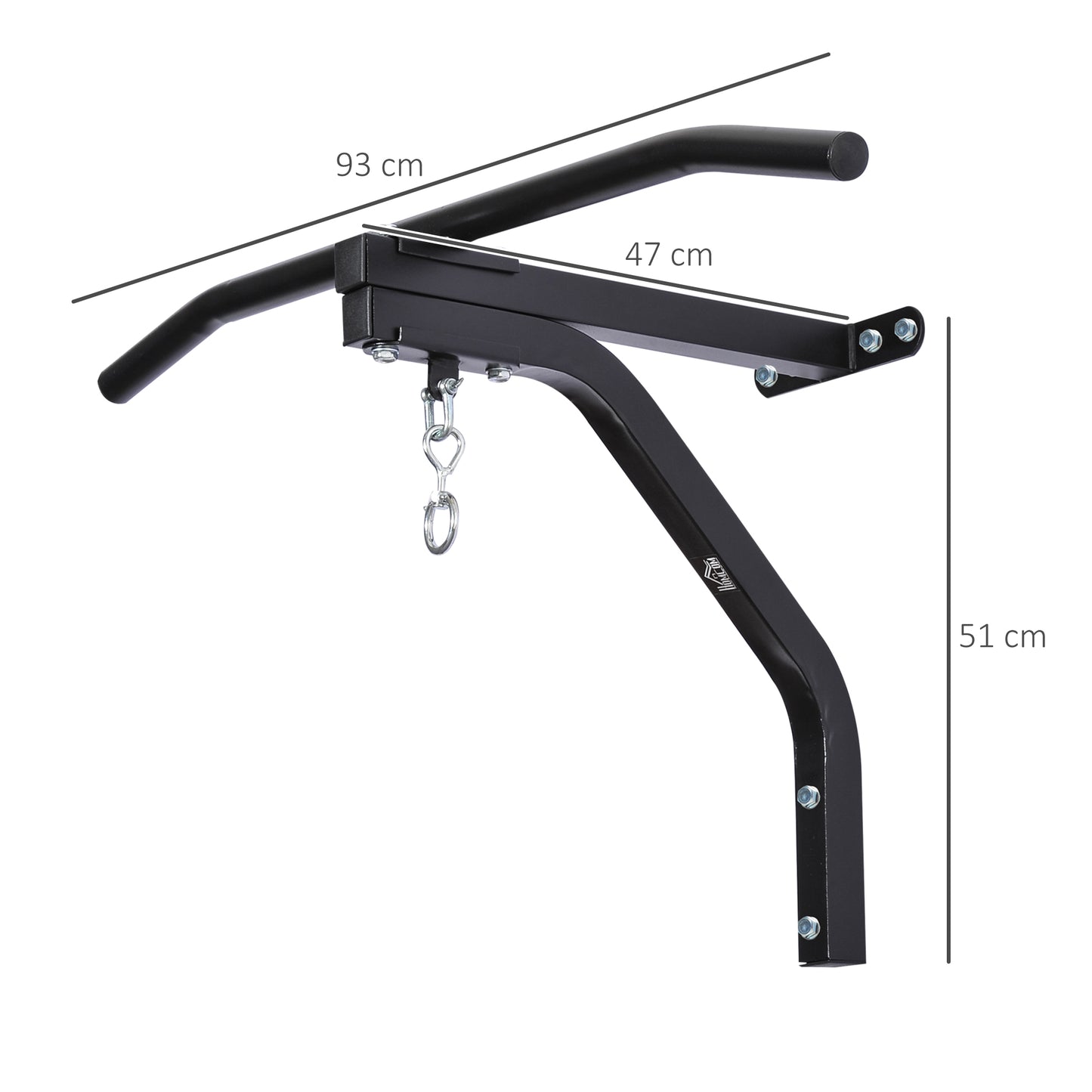 Heavy Punch Bag Hanger Wall Mount Chain Swivel Bracket Bar Steel, Black