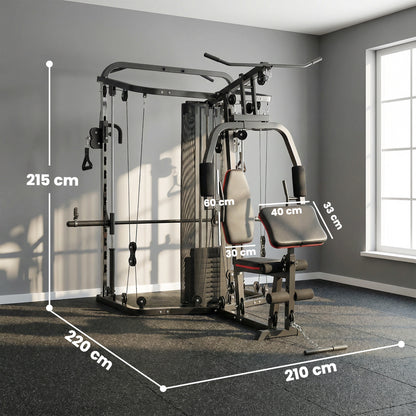 Home Gym Smith Machine with 65kg Weight Stack