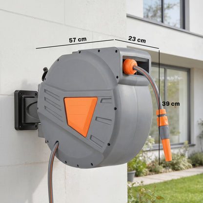 Retractable Hose Reel Wall Mounted, 30+2m Hose Pipe Reel, Orange