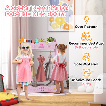 Kids Clothes Rail w/ Storage Shelves for Bedroom, Nursery, Pink