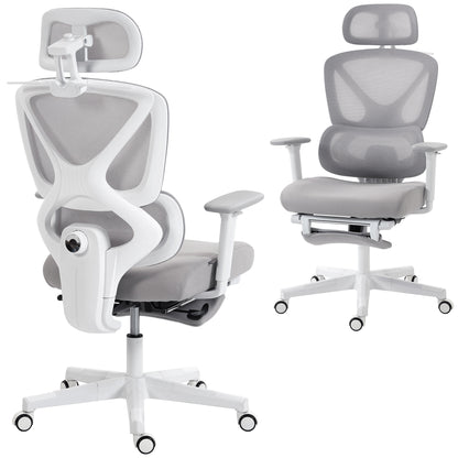 Executive Office Chair, Recliner Computer Chair with Footrest, Grey