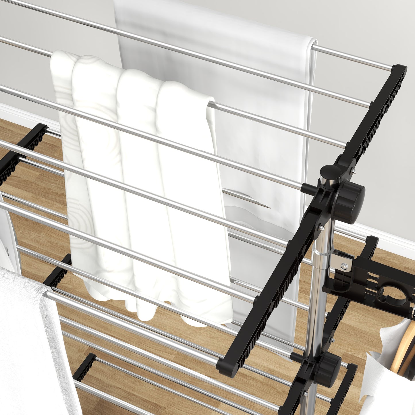 4-Tier Large Clothes Airer Stainless Steel Clothes Drying Rack Black