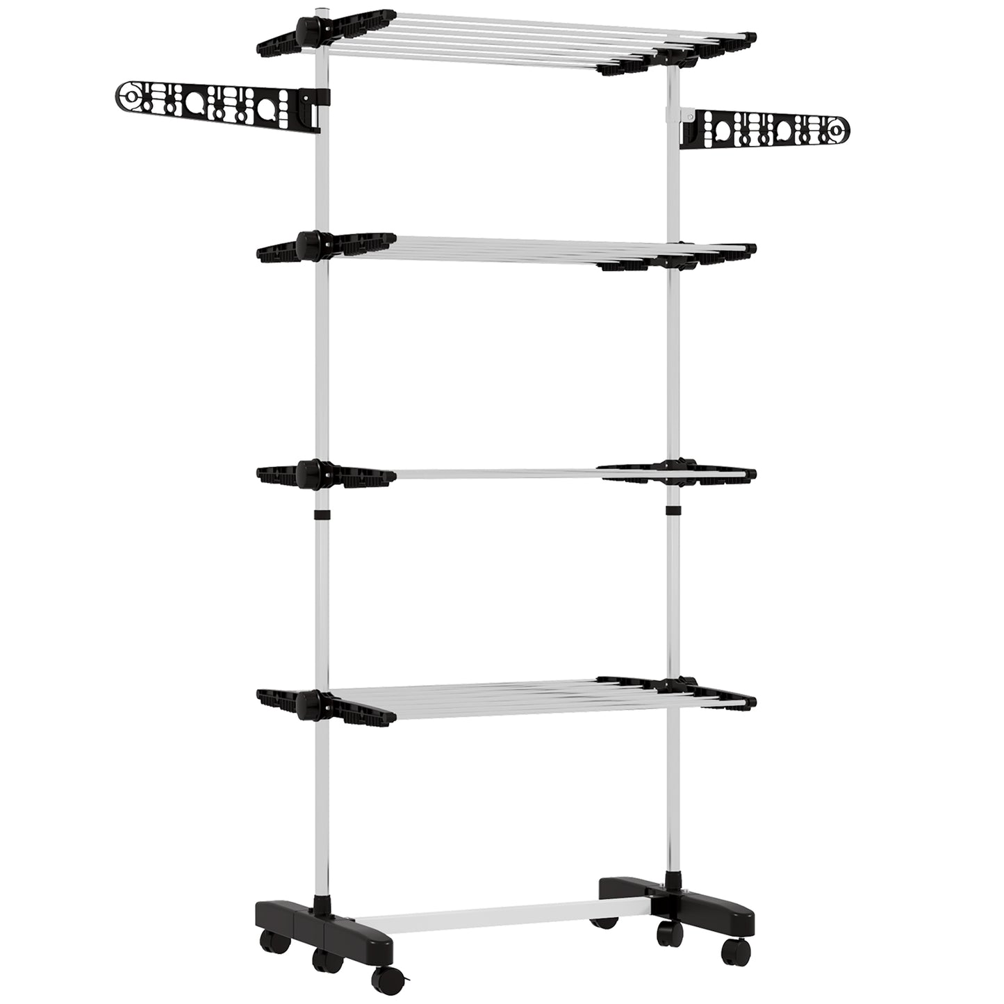 4-Tier Large Clothes Airer Stainless Steel Clothes Drying Rack Black