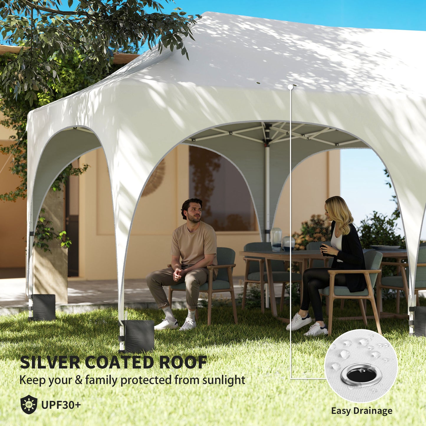 3 x 6m Pop Up Gazebo with Sides, Peak Top Garden Party Tent Marquee