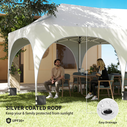 3 x 6m Pop Up Gazebo with Sides, Peak Top Garden Party Tent Marquee