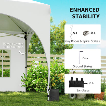3 x 6m Pop Up Gazebo with Sides, Peak Top Garden Party Tent Marquee