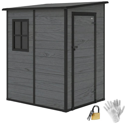 Lean to Garden Shed, Plastic Tool Storage House w/ Lockable Door