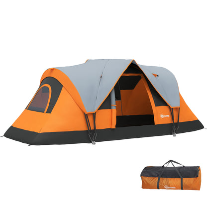 5-6 Man Camping Tent with Bag, Fibreglass and Steel Frame, Orange