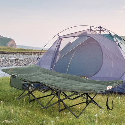 Camping Bed w/ Carry Bag, Magazine Bag & Cup Holder, Grey