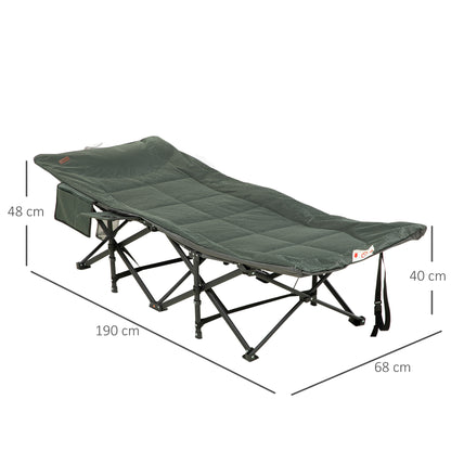 Camping Bed w/ Carry Bag, Magazine Bag & Cup Holder, Grey