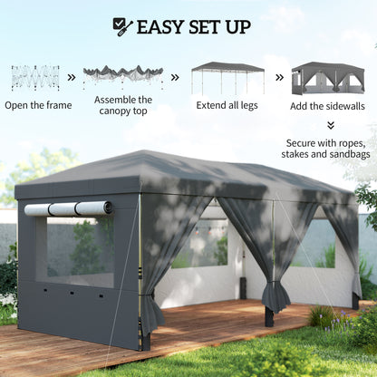 3 x 6 m Pop Up Gazebo, UPF50+ Wedding Party Tent Marquee, Dark Grey