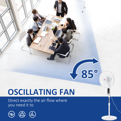 16'' Pedestal Fan Height Adjustable 85 Degree Oscillation LED Panel