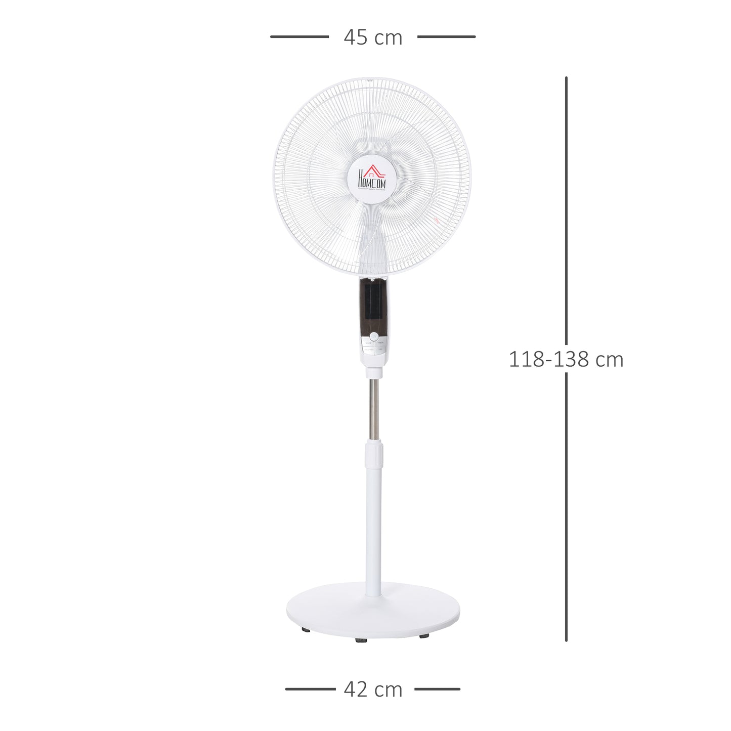16'' Pedestal Fan Height Adjustable 85 Degree Oscillation LED Panel