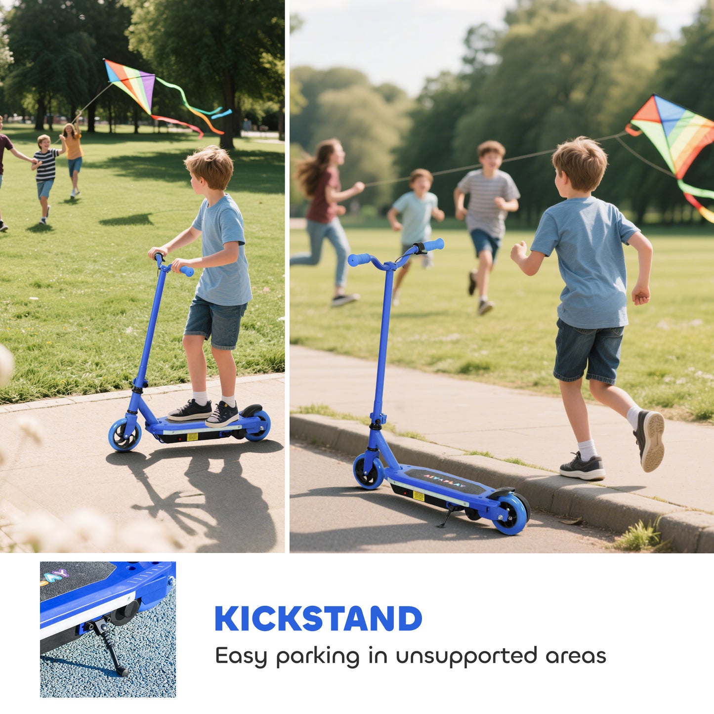 Electric Scooter for Ages 6-14 Years, with Colourful Lights, Blue