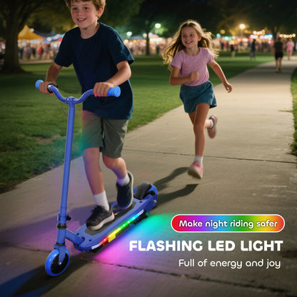 Electric Scooter for Ages 6-14 Years, with Colourful Lights, Blue