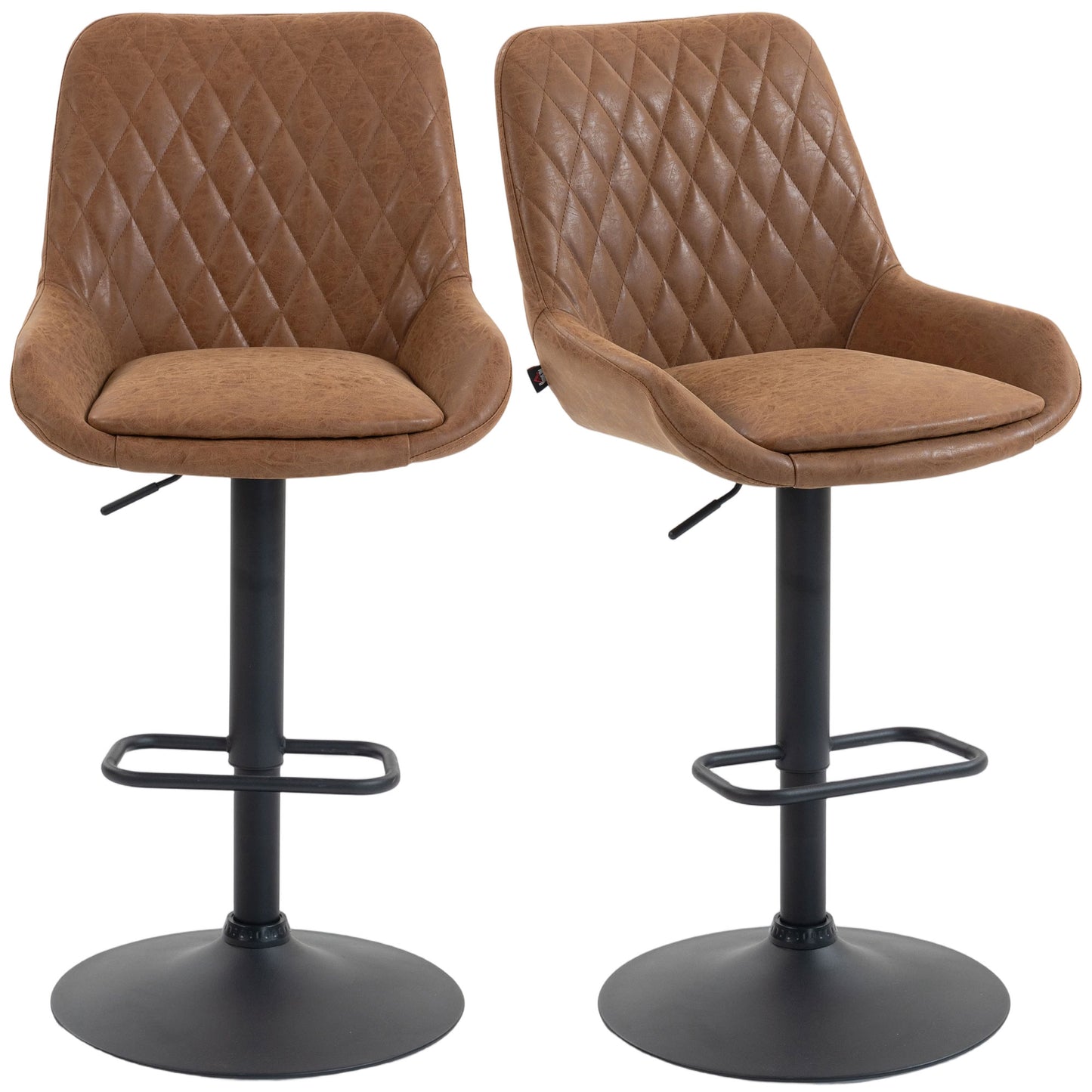Bar Stools Set of 2, Adjustable Bar Chairs 360 Degree Swivel Orange