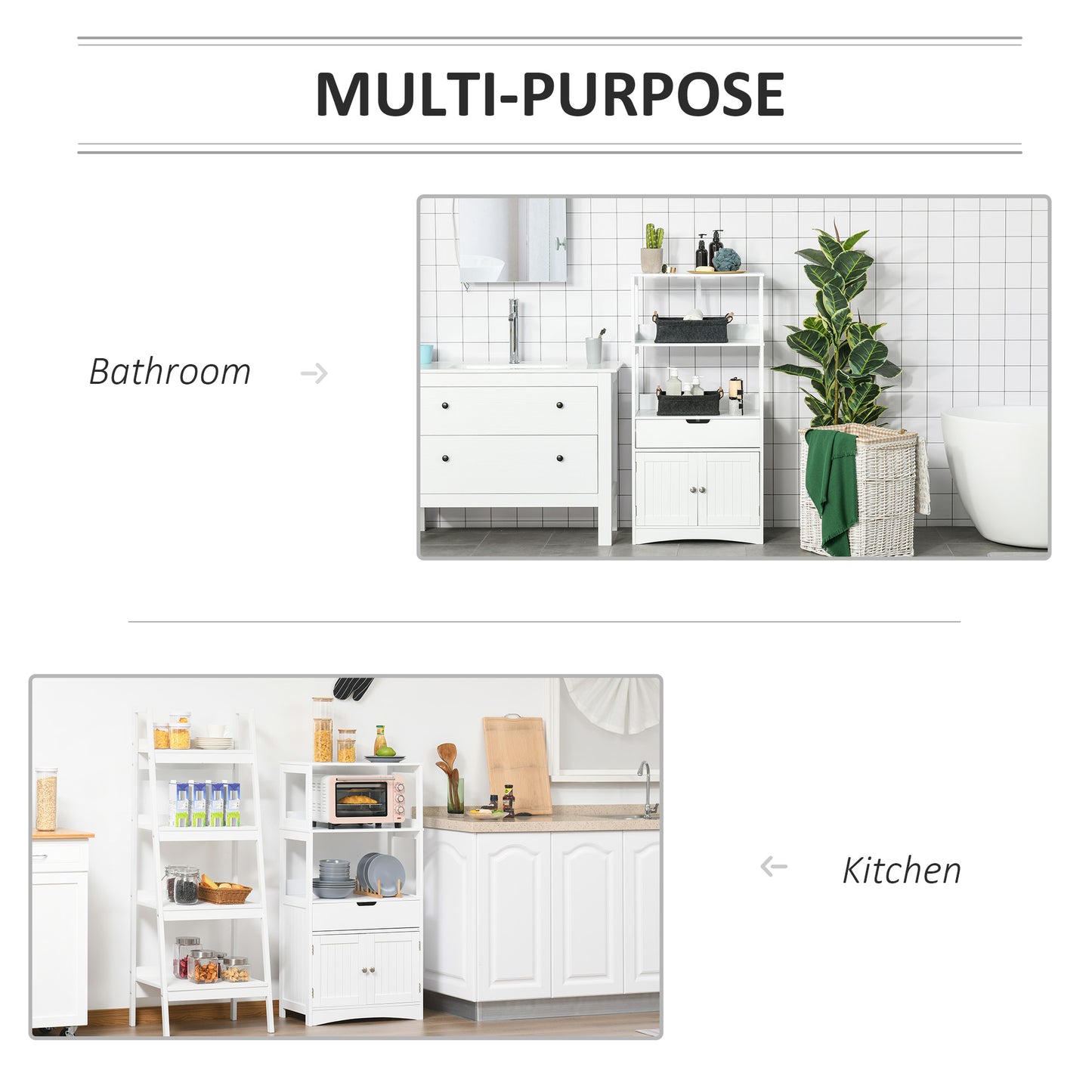 Bathroom Floor Storage Cabinet Kitchen Sideboard Standing Unit W/ Doors