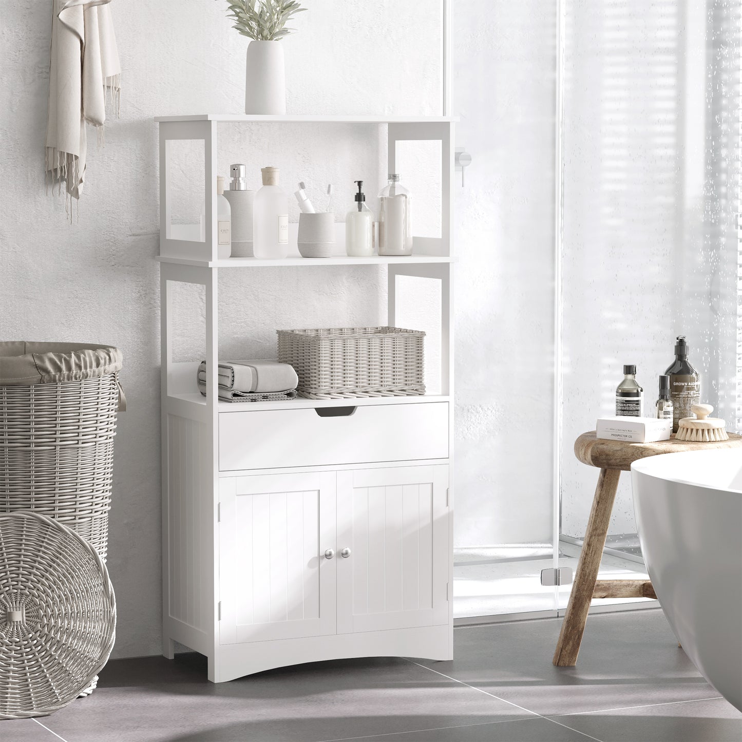 Bathroom Floor Storage Cabinet Kitchen Sideboard Standing Unit W/ Doors