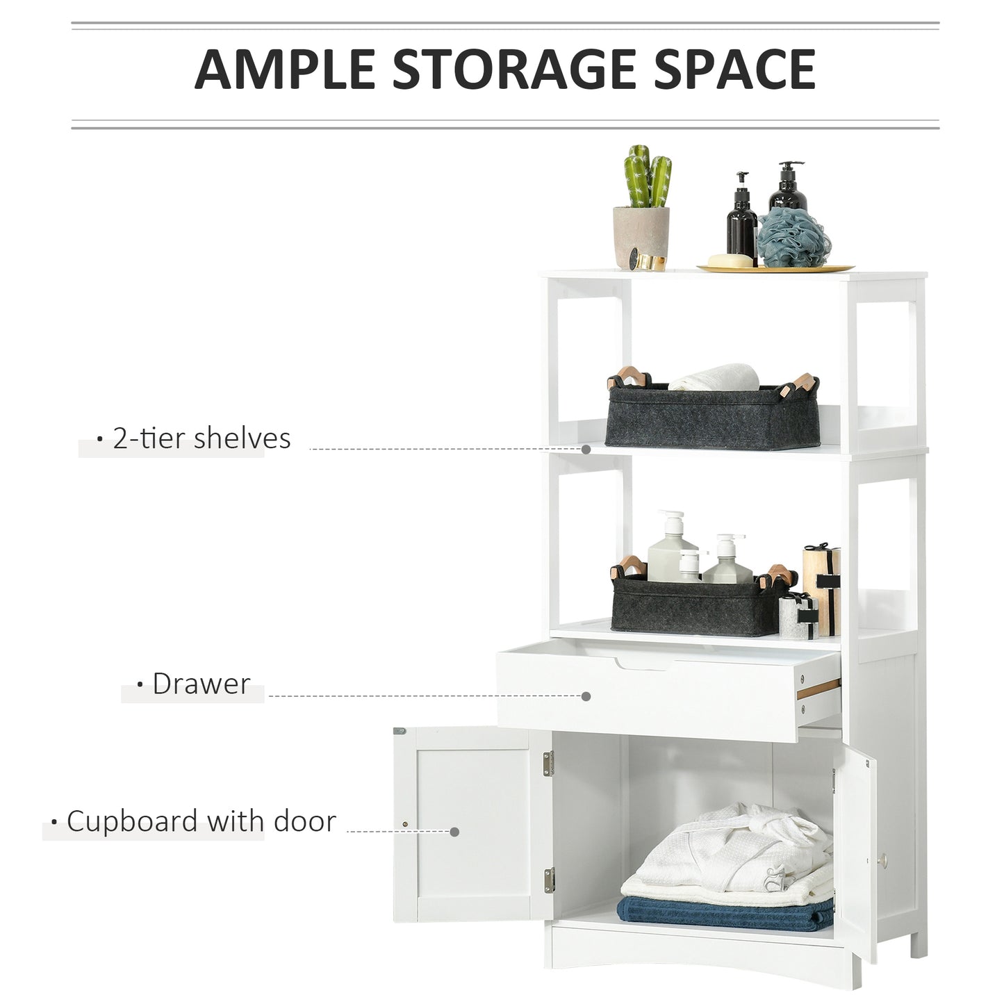 Bathroom Floor Storage Cabinet Kitchen Sideboard Standing Unit W/ Doors